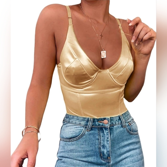 Gold Satin Women's Top - Picture 1 of 4